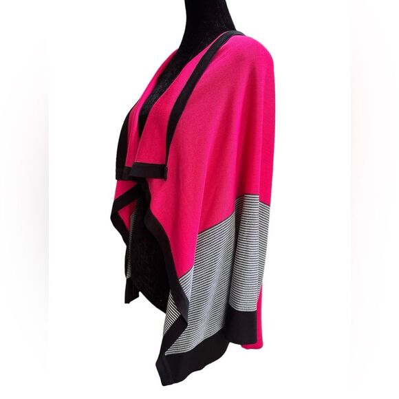 Exclusively Misook Open Front Pink Cardigan Knit Size XS Tight Knit Colorful - Picture 3 of 8